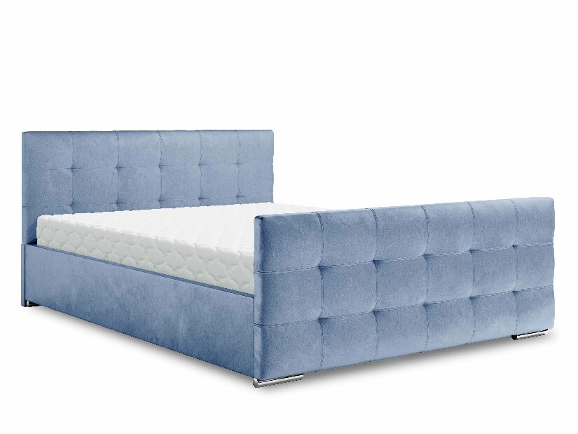 Manželská postel 140 cm Billie (světle modrá) (s roštem a úložným prostorem)