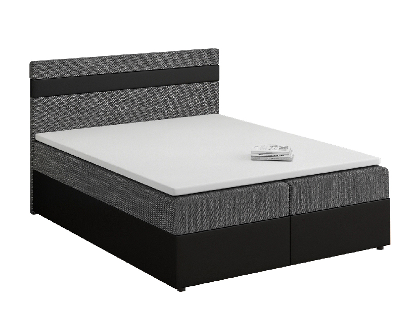 Manželská postel Boxspring 140x200 cm Mimosa (s roštem a matrací) (černá / tmavě šedá)