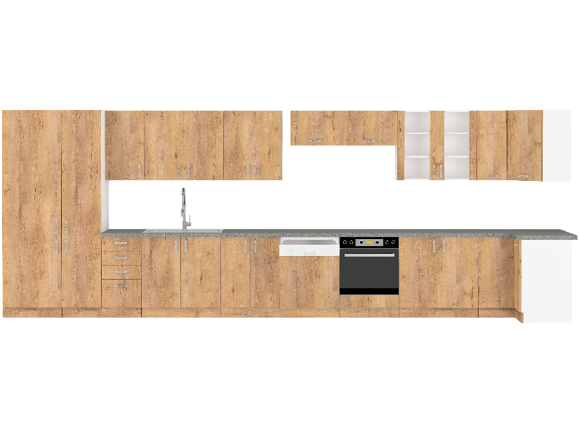Rohová dolní kuchyňská skříňka Sylrona 89 x 89 DN 1F BB (bílá + dub lefkas)