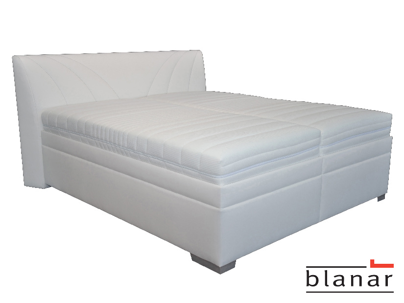 Manželská postel 180 cm Blanár Velvet (s roštem a matracemi) (bílá)