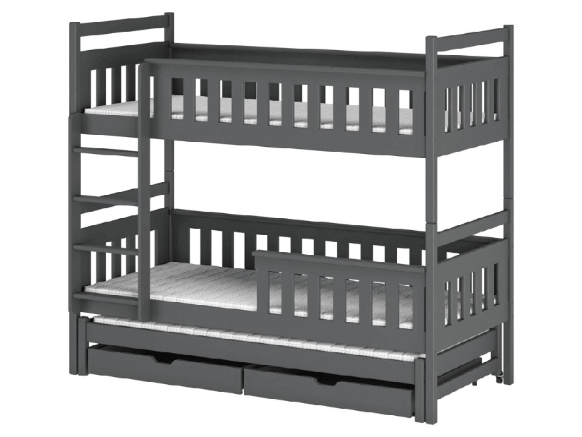 Dětská postel 90 cm KARLA (s roštem a úl. prostorem) (grafit)