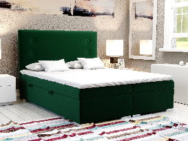 Manželská postel Boxspring 180 cm Grini (smaragdová) (s úložným prostorem)