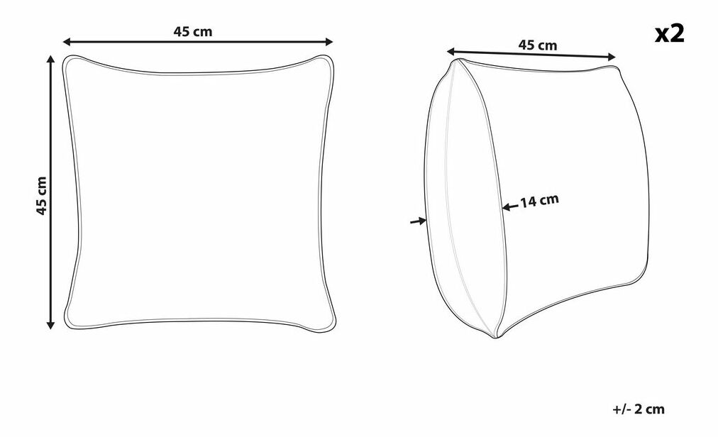 Sada 2 ozdobných polštářů 45 x 45 cm Ratib (růžová)