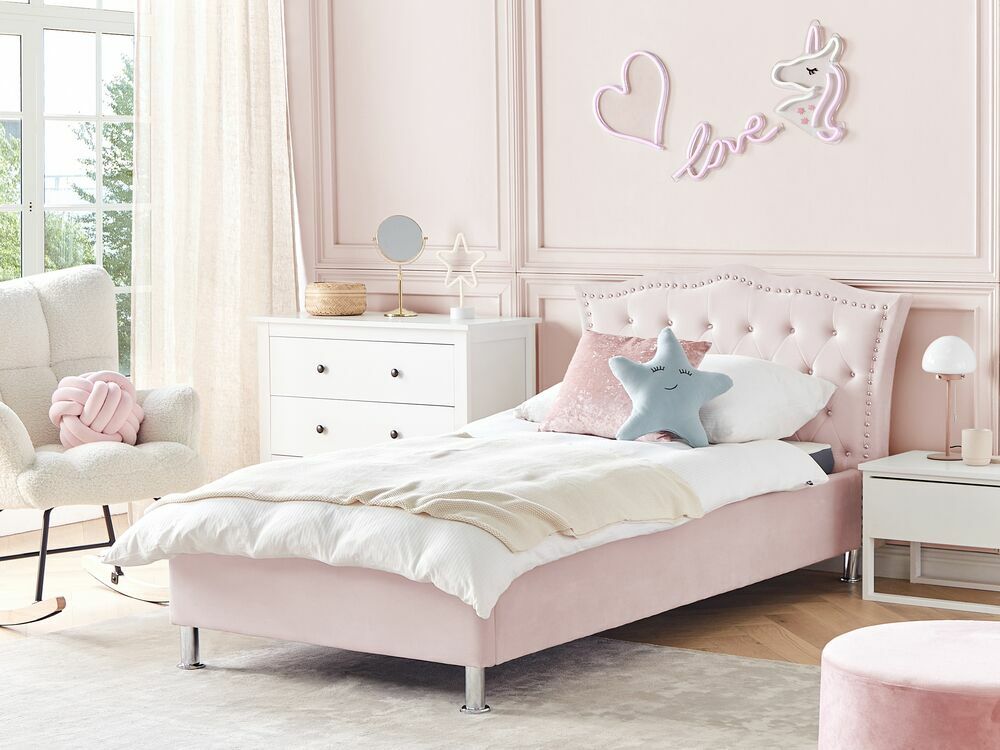 Jednolůžková postel 200 x 90 cm Metty (růžová) (s roštem)