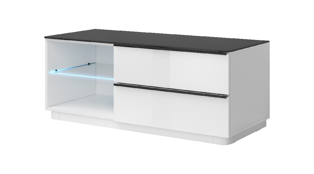 TV stolek/skříňka Toft Typ 41 (bílá + černé sklo)
