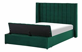 Manželská postel 140 cm Noya (zelená) (s roštem) (s úl. prostorem)