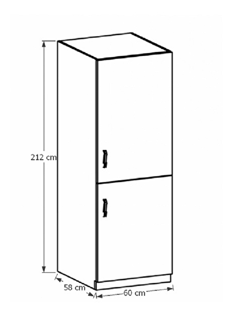 Dolní kuchyňská skříňka na vestavnou ledničku D60ZL Provense (bílá + sosna andersen) (P)