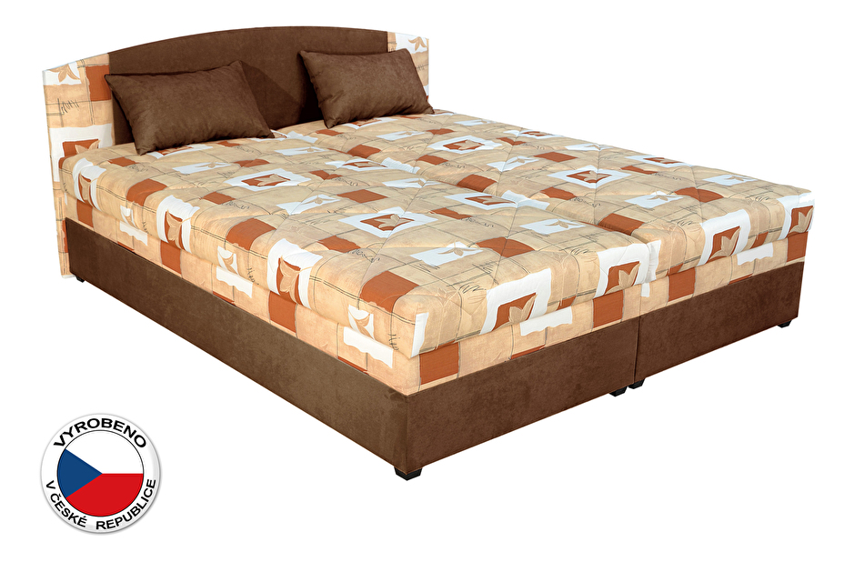 Manželská postel 180 cm Blanář Kappa (oranžová + hnědá) (s rošty a matracemi)