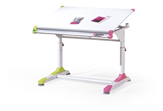 Dětský psací stolek Carma (bílá + růžová + zelená)