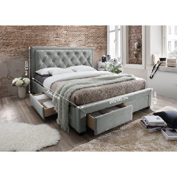 Manželská postel 180 cm Orford (s roštem) (šedohnědá) *výprodej