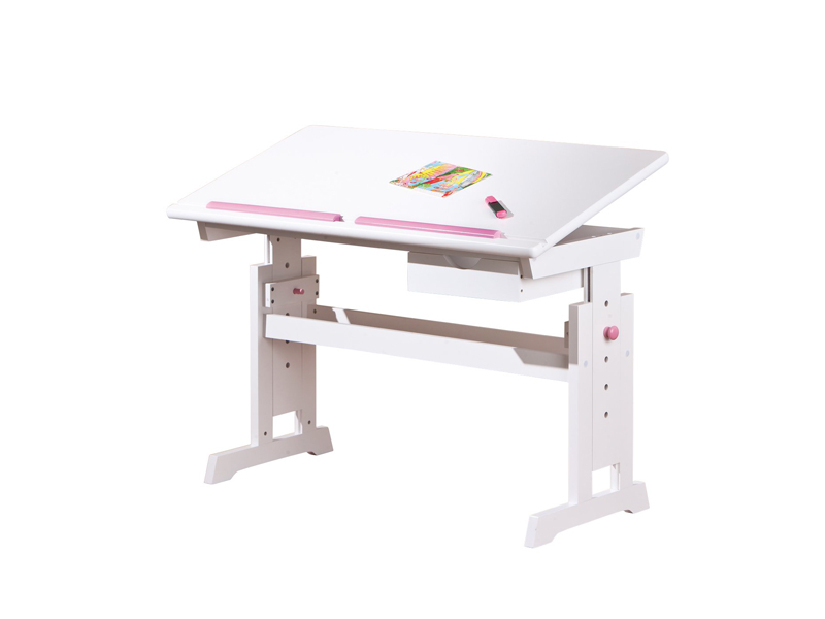 Dětský psací stolek Ernan (bílá + růžová)
