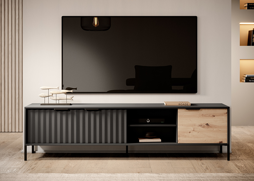 TV stolek/skříňka Rastafa 203 3D (dub artisan + černá)