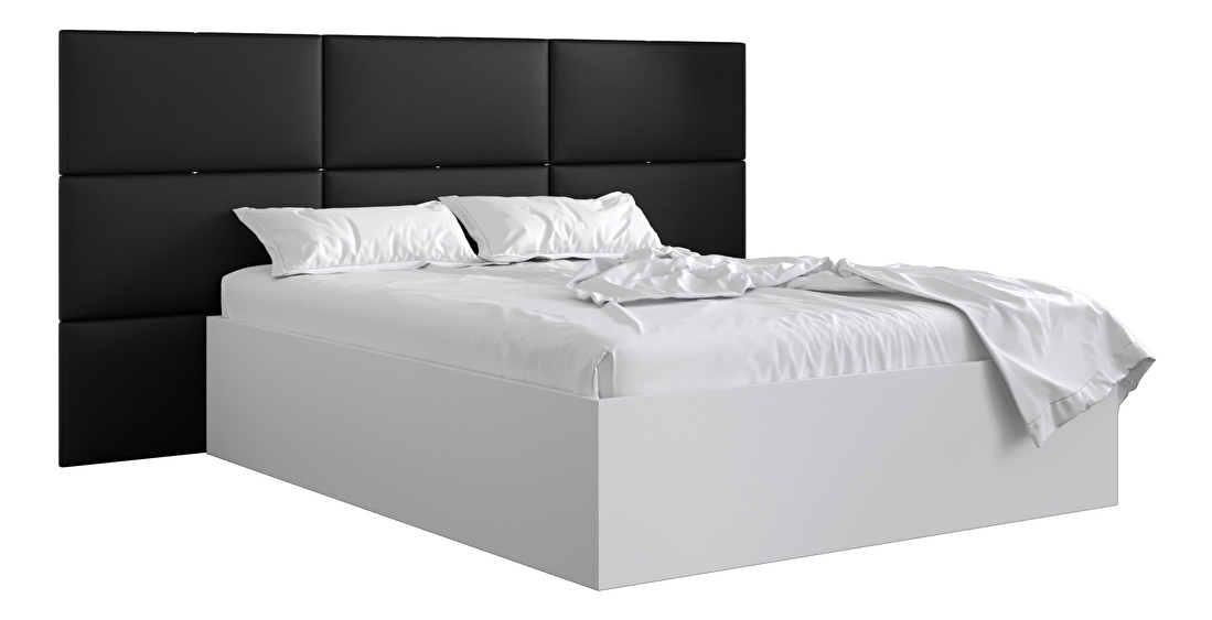 Manželská postel s čalouněným čelem 160 cm Brittany 2 (bílá matná + černá) (s roštem)