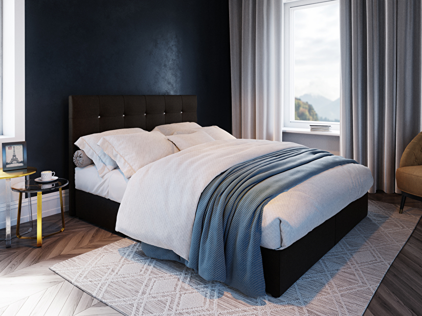 Kontinentální postel 180 cm Karen (tmavě hnědá) (s matrací a úložným prostorem)
