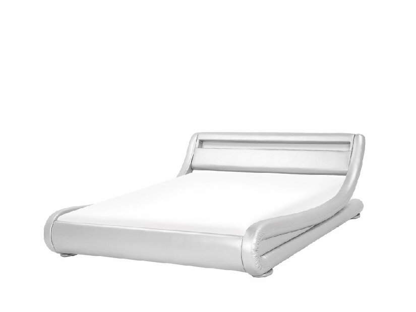 Manželská postel 140 cm AVENUE (s roštem a LED osvětlením) (stříbrná)