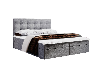 Manželská posteľ  Boxspring 160 cm Fade 2 (sivá) (s matracom a úložným priestorom)
