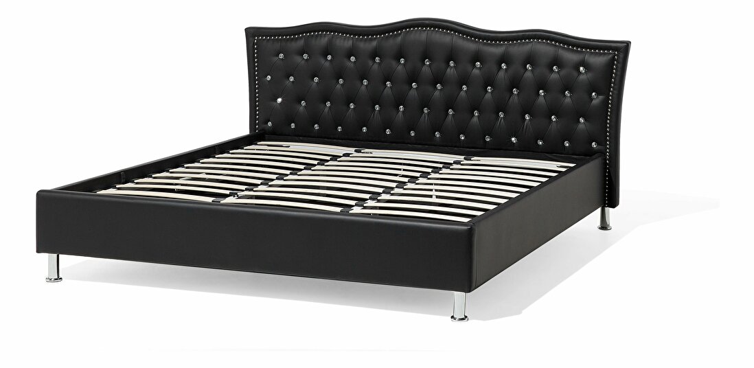 Manželská postel 180 cm MATH (s roštem a úl. prostorem) (černá)