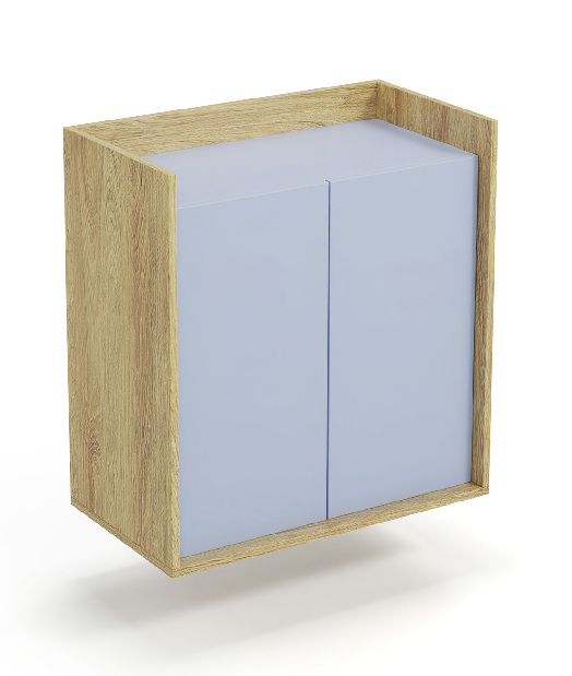 Skříňka Mozelle 2D (hikor + modrá)