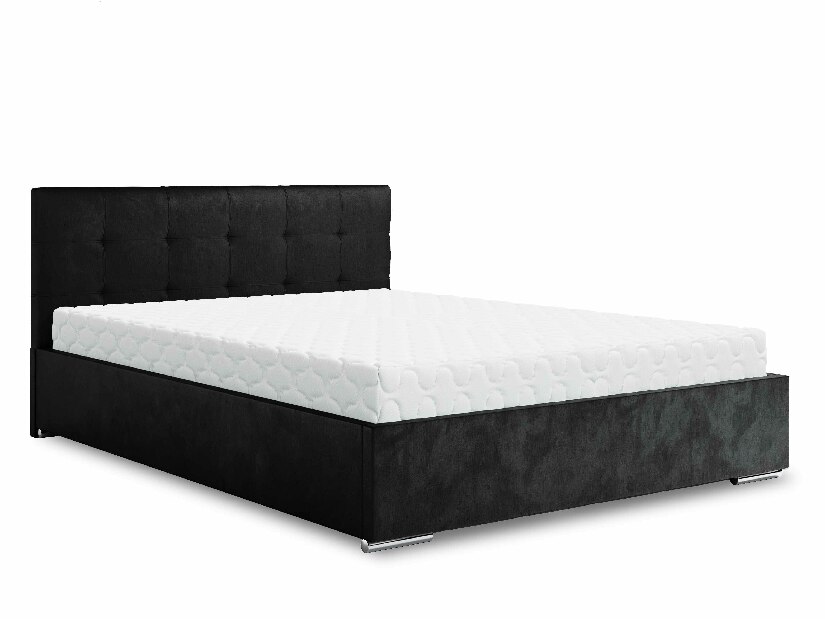 Manželská postel 160 cm Hermila (černá) (s roštem a úložným prostorem)
