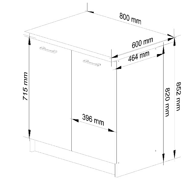 Dolní kuchyňská skříňka Ozara S80 2D (bílá + grafit lesk)