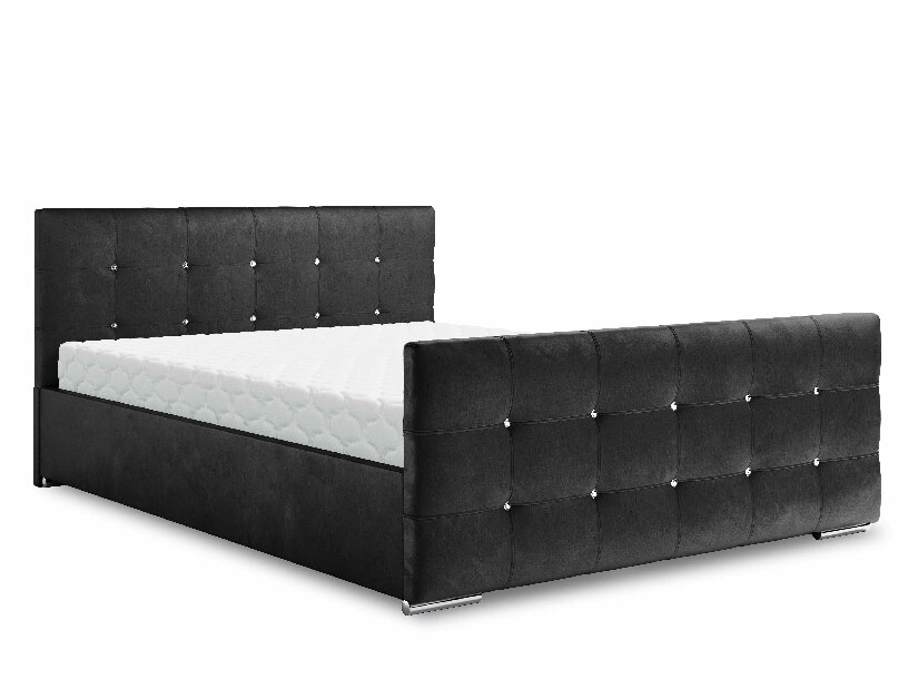 Manželská postel 140 cm Darrin (černá) (s roštem a úložným prostorem)