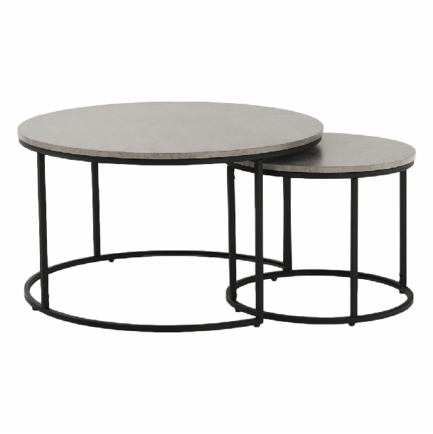 Set 2 konferenčních stolků Ilak (beton + černá) *výprodej