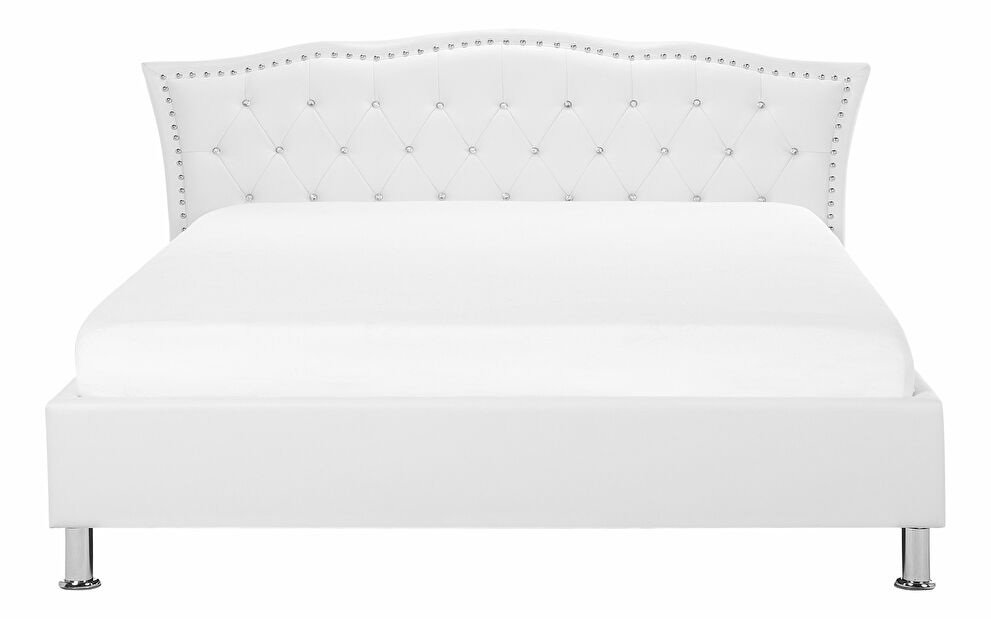 Manželská postel 160 cm MATH (s roštem) (bílá)