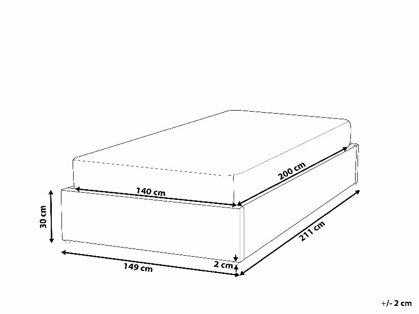 Manželská postel 140 cm DIJON (s roštem a úl. prostorem) (béžová)