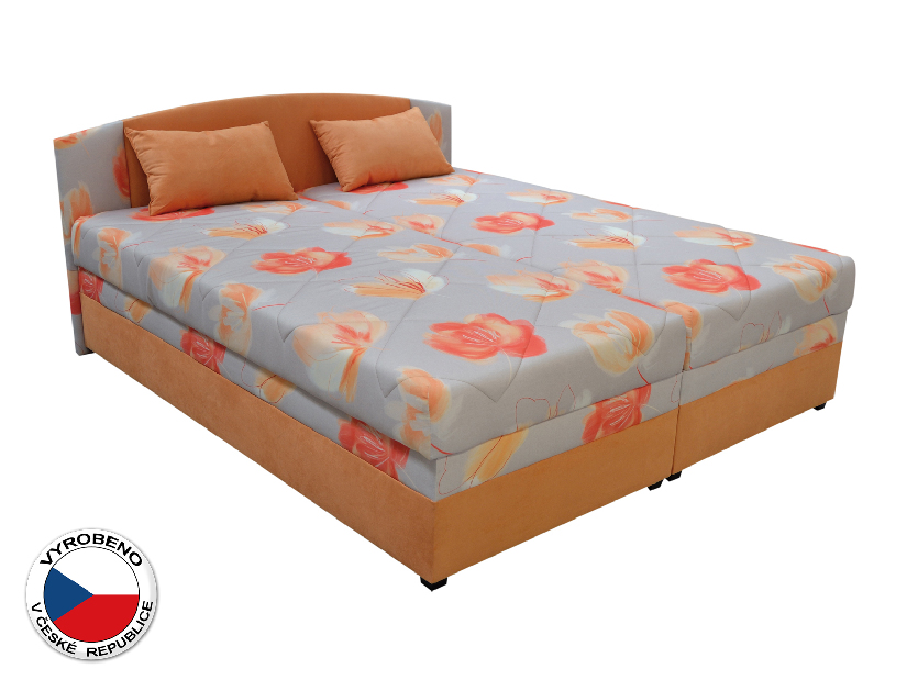 Manželská postel 180 cm Blanár Kappa (vzor Sára 1 + oranžová) (s roštem a matrací)