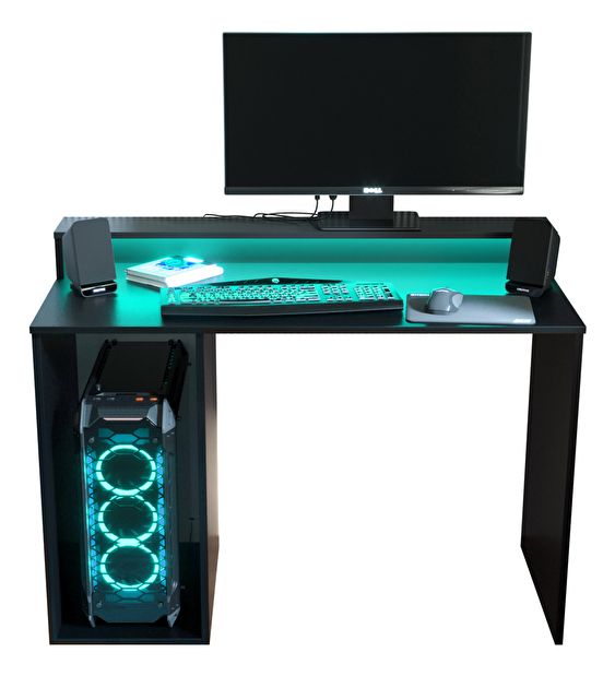 Herní PC stolek Garrick 2 (černý) (s LED RGB osvětlením)