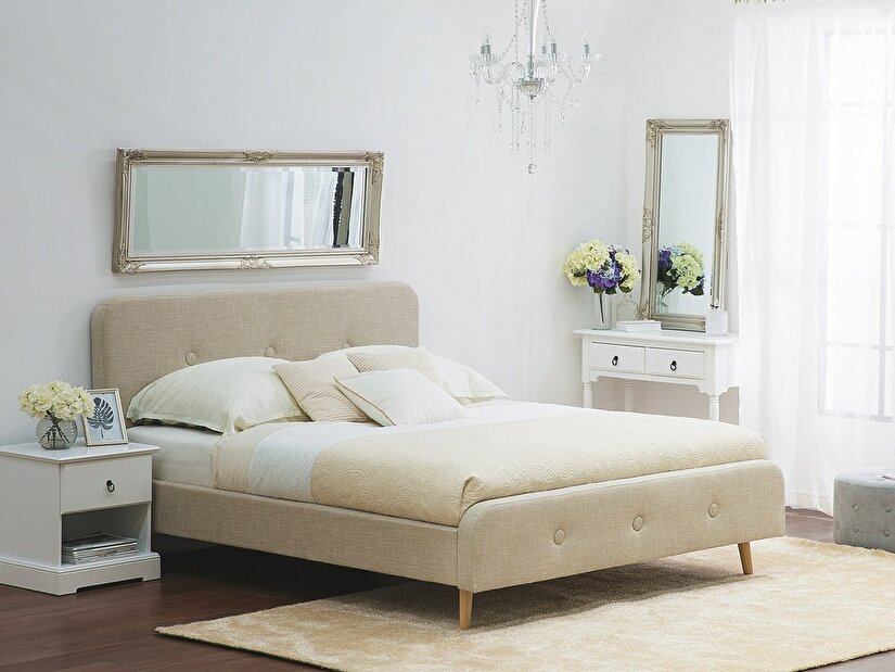 Manželská postel 140 cm ROME (s roštem) (béžová)