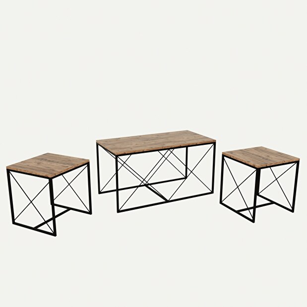 Konferenční stolek Set Dolphie (Borovice antlantic + Černá)