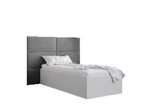 Jednolůžková postel s čalouněným čelem 90 cm Brittany 2 (bílá matná + šedá) (s roštem)