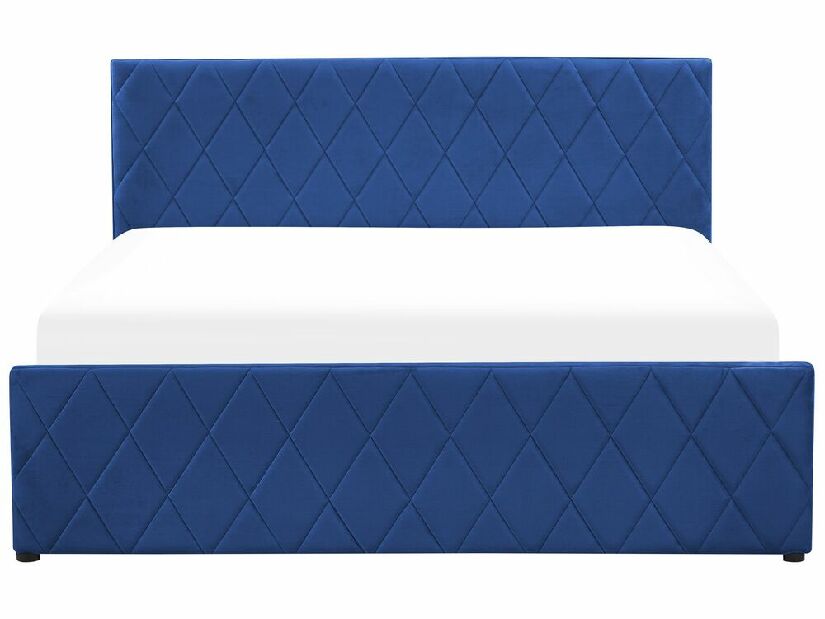 Manželská postel 160 cm Rhett (modrá) (s roštem a úložným prostorem)