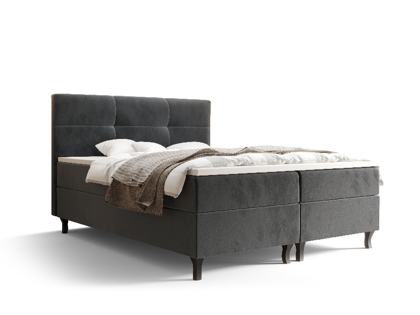 Manželská postel Boxspring 160 cm Lumba (tmavě šedá) (s matrací a úložným prostorem)
