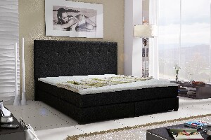 Manželská postel Boxspring 160 cm Caserta (černá) (s matracmi)