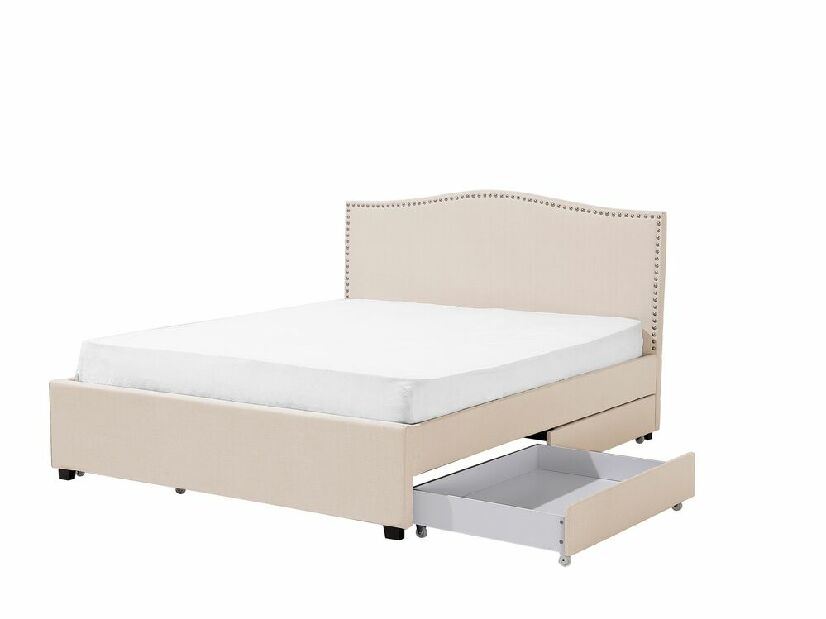 Manželská postel 160 cm MONTHY (s roštem a úl. prostorem) (béžová) *výprodej