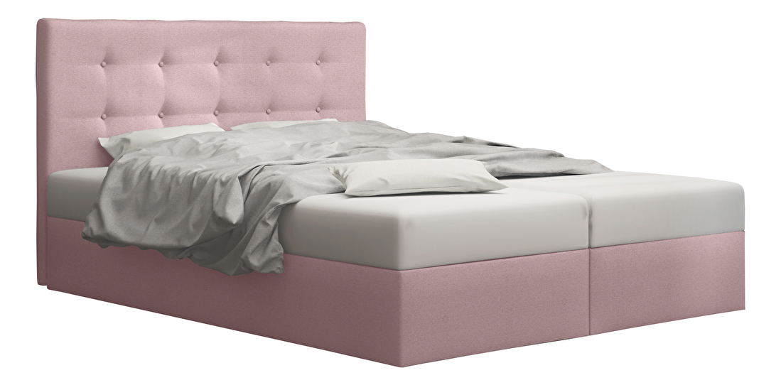 Manželská postel Boxspring 160 cm Duel 1 (růžová) (s matrací a úložným prostorem)