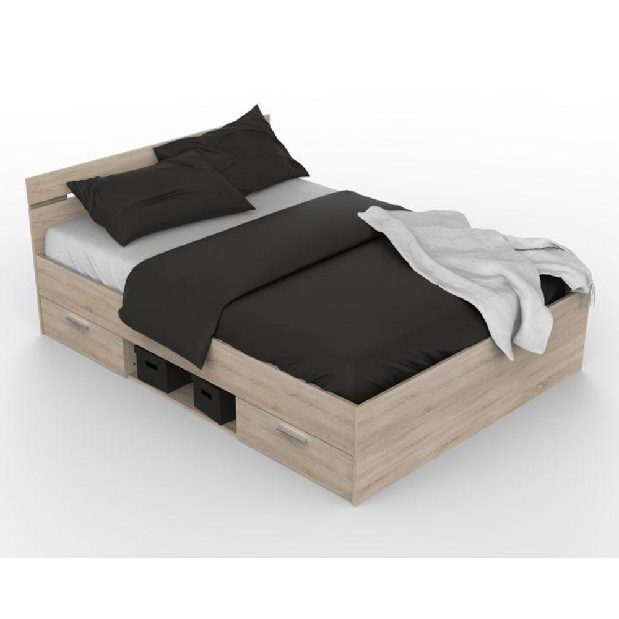 Manželská postel 140 cm Myriam (dub sonoma) (bez matrace a roštu)