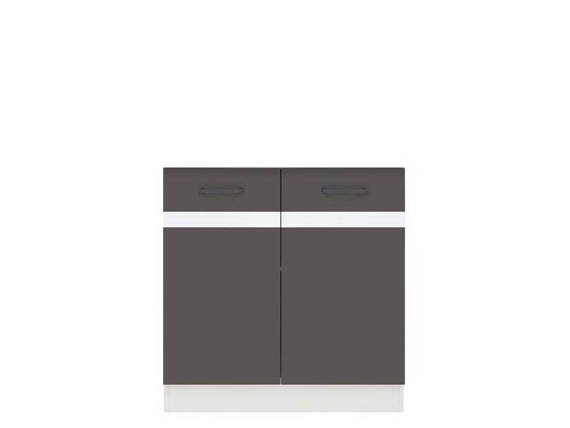 Spodní kuchyňská skříňka pod dřez BRW Junona line DK2D/80/82 (Šedý wolfrám + Lesk bílý)