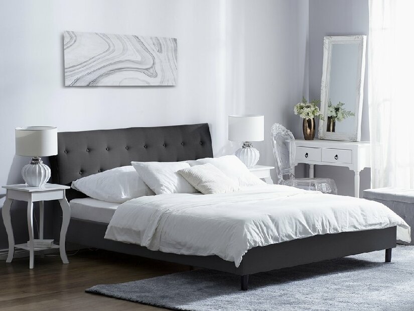 Manželská postel 140 cm SANTORI (s roštem) (tmavě šedá)