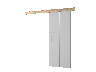 Posuvné dveře 90 cm Sharlene VII (bílá matná + dub sonoma + stříbrná)
