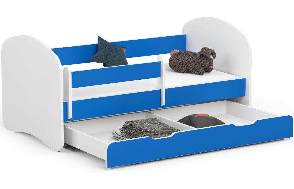 Dětská postel Pranshi (modrá) (s matrací)