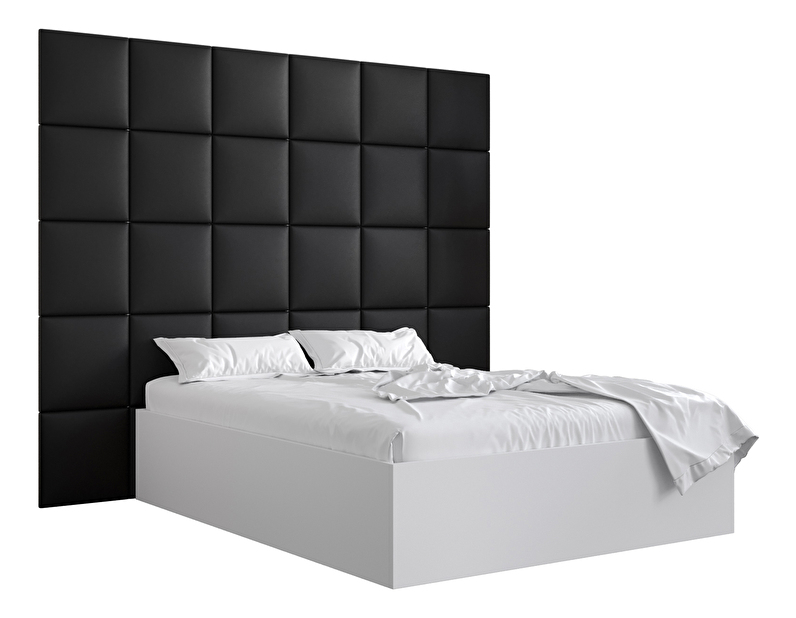 Manželská postel s čalouněným čelem 160 cm Brittany 3 (bílá matná + černá) (s roštem)