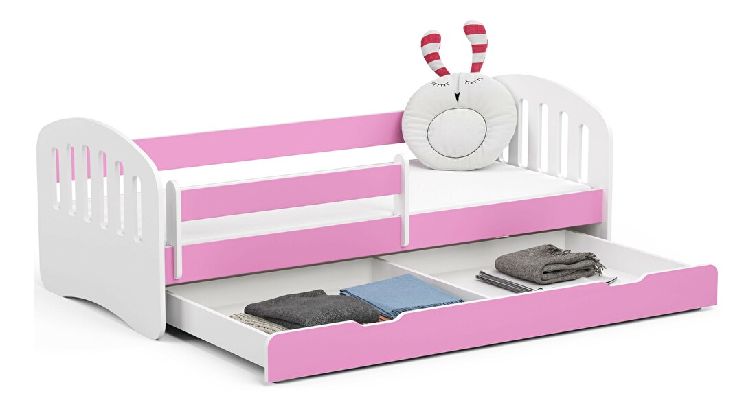 Dětská postel Preena (růžová) (s matrací)
