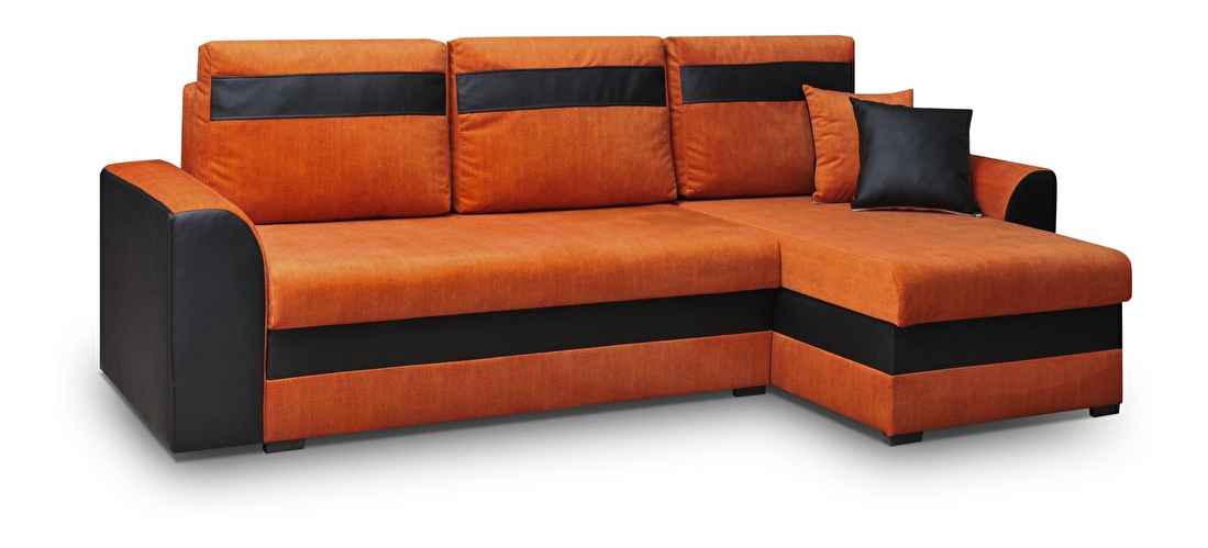 Rohová sedačka Madlyn (oranžová + černá) (P)