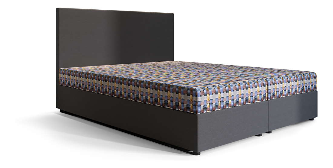 Manželská postel Boxspring 160 cm Skonto (tmavě šedá + vzor pletený) (s matrací a úložným prostorem)
