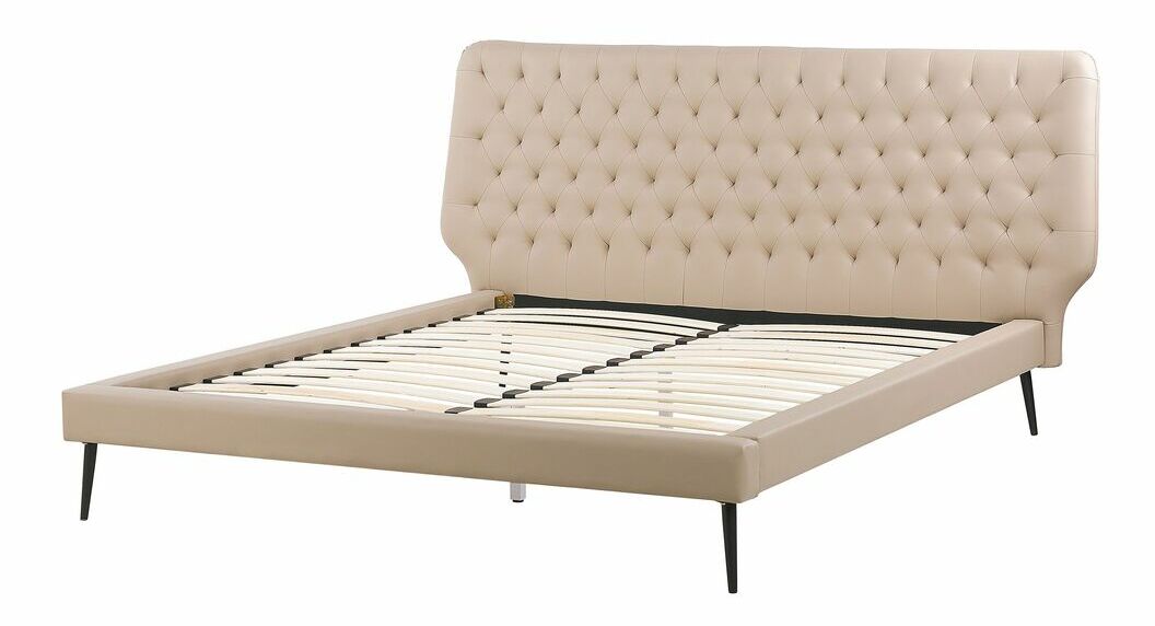 Manželská postel 160 cm ESONNA (s roštem) (béžová)