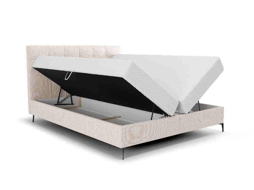 Manželská postel 180 cm Infernus Bonell (béžová) (s roštem, s úl. prostorem)
