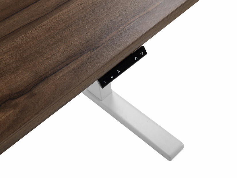 Psací stůl UPPER II (130 x 72 cm) (MDF) (tmavé dřevo + bílá) (el. nastavitelný)